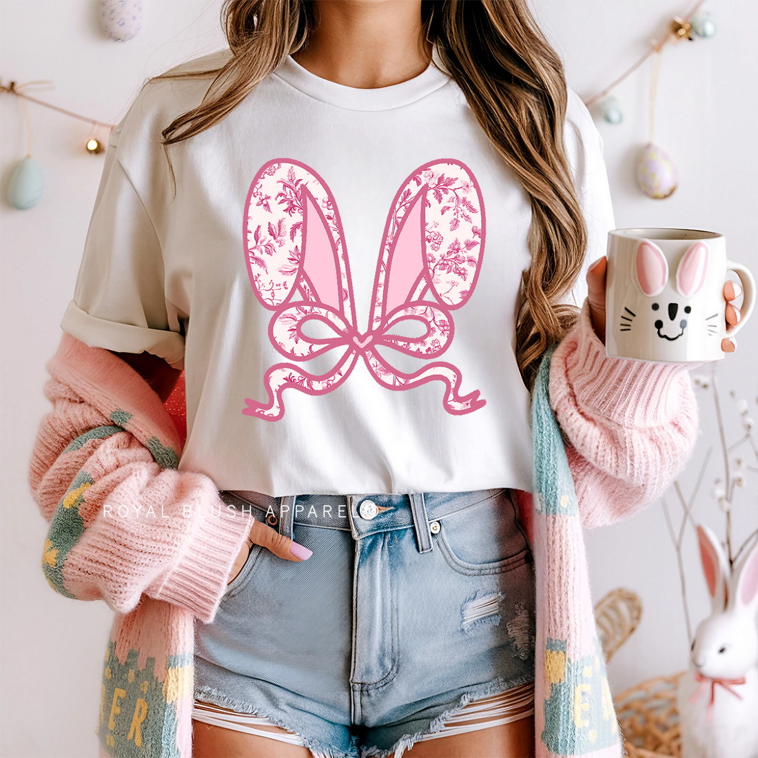 Bunny Ears Bow Relaxed Unisex T-shirt