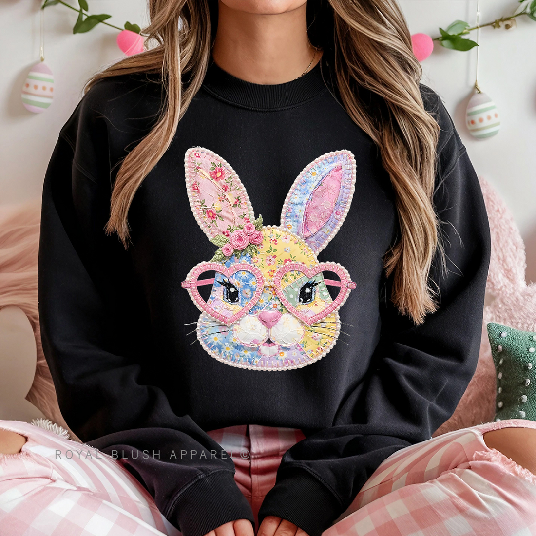Faux-Quilted Bunny Sweatshirt