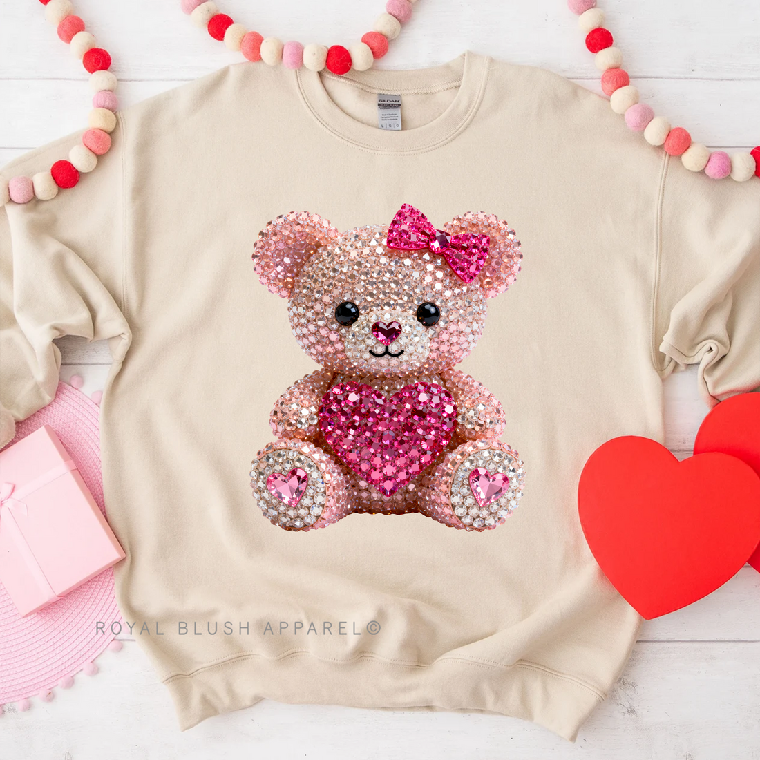 Faux-Rhinestones Bear Sweatshirt