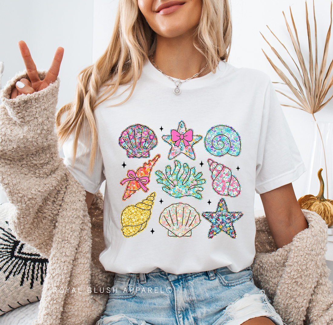Floral Seashells Relaxed Unisex T-shirt