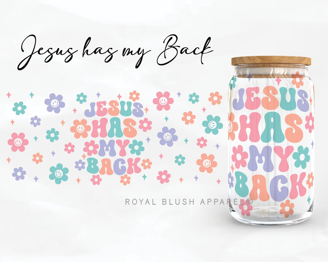 Jesus Has My Back Iced Coffee Glass