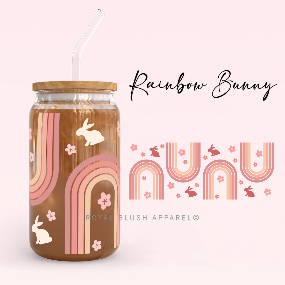 Rainbow Bunny Iced Coffee Glass