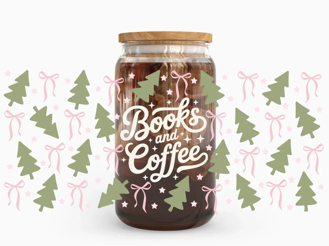 Books & Coffee Iced Coffee Glass