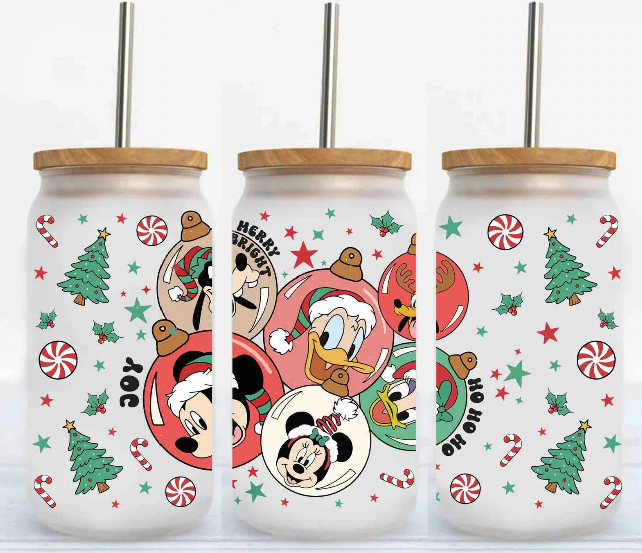 Merry & Bright Ornaments Iced Coffee Glass