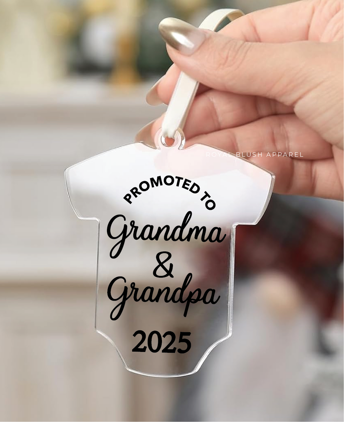 Promoted To Grandma & Grandpa 2025/2026 Acrylic Baby Onesie Ornament