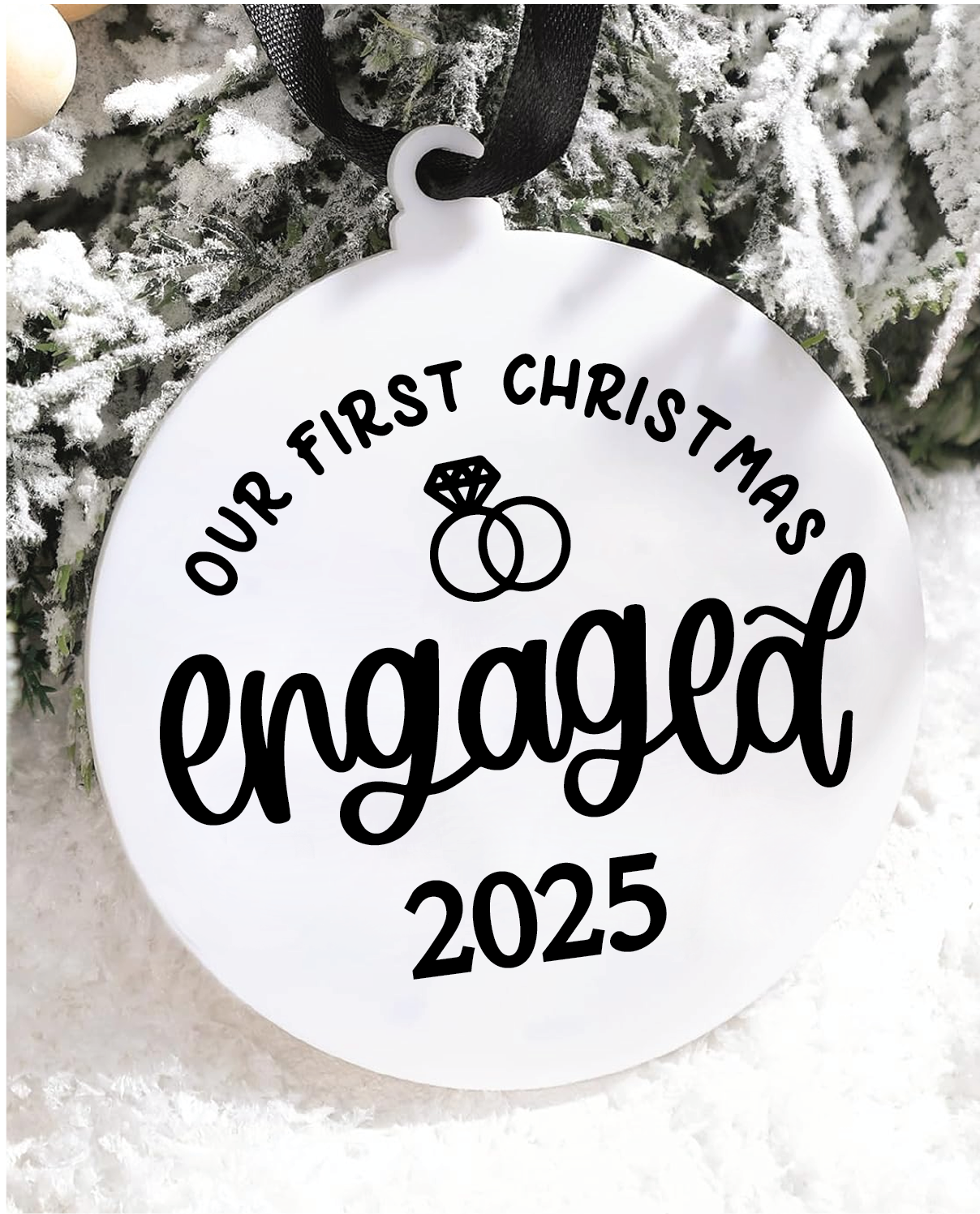Our First Christmas Engaged 2025 Acrylic Ornament