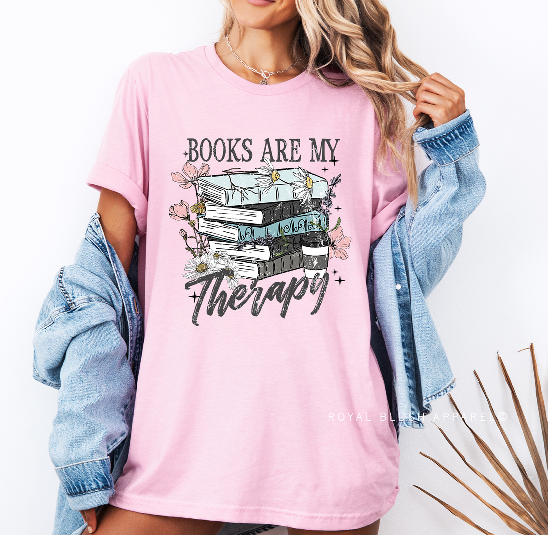 Books Are My Therapy Relaxed Unisex T-shirt