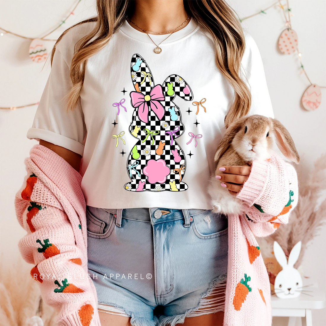 Checkered Bunny Relaxed Unisex T-shirt