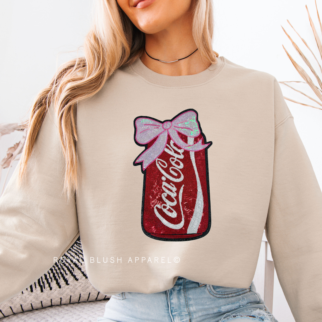 Coca Cola sequin patch sweatshirt