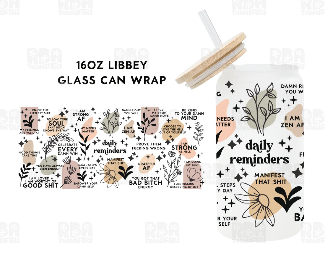 Daily Reminders Iced Coffee Glass