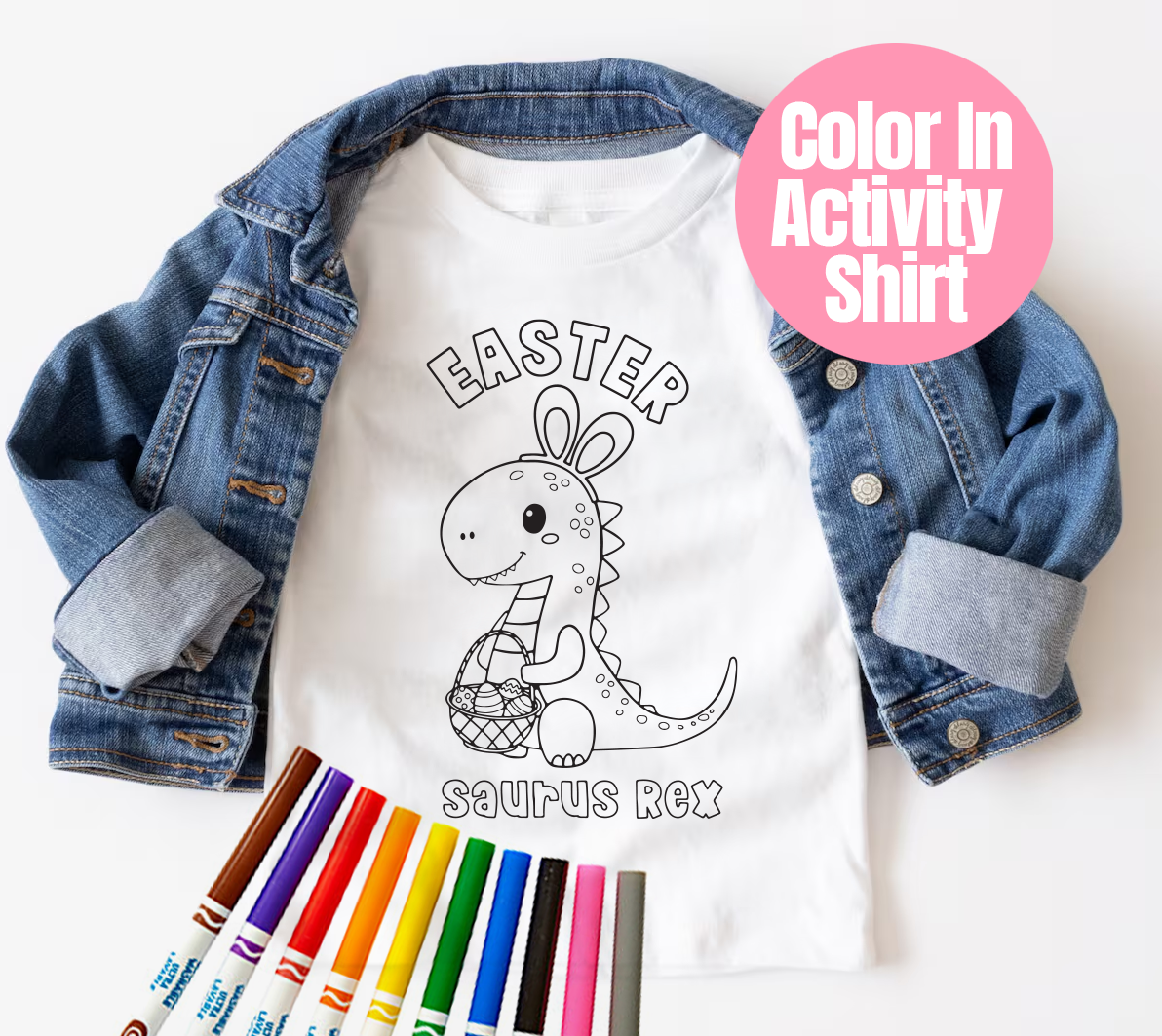 Easter-Saurus Rex Color In Toddler & Youth T-Shirt