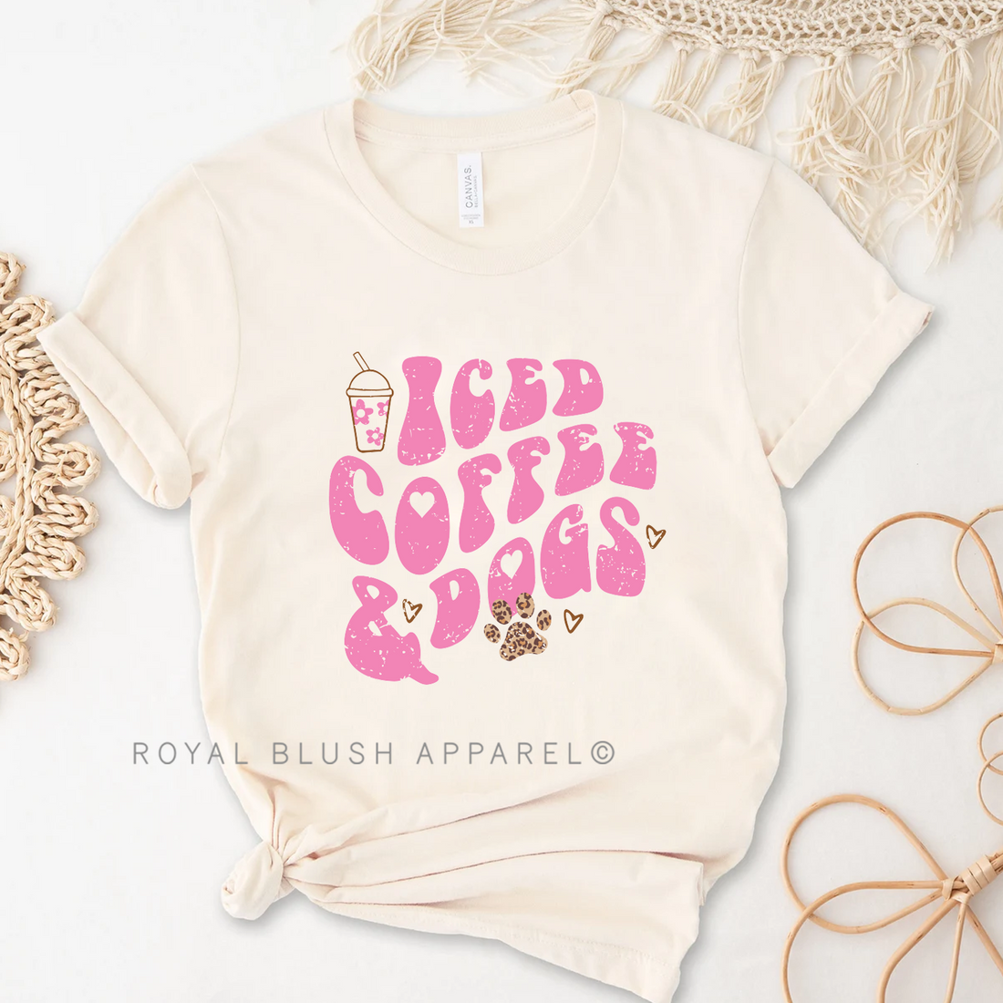 T-shirt unisexe décontracté Iced Coffee & Dogs