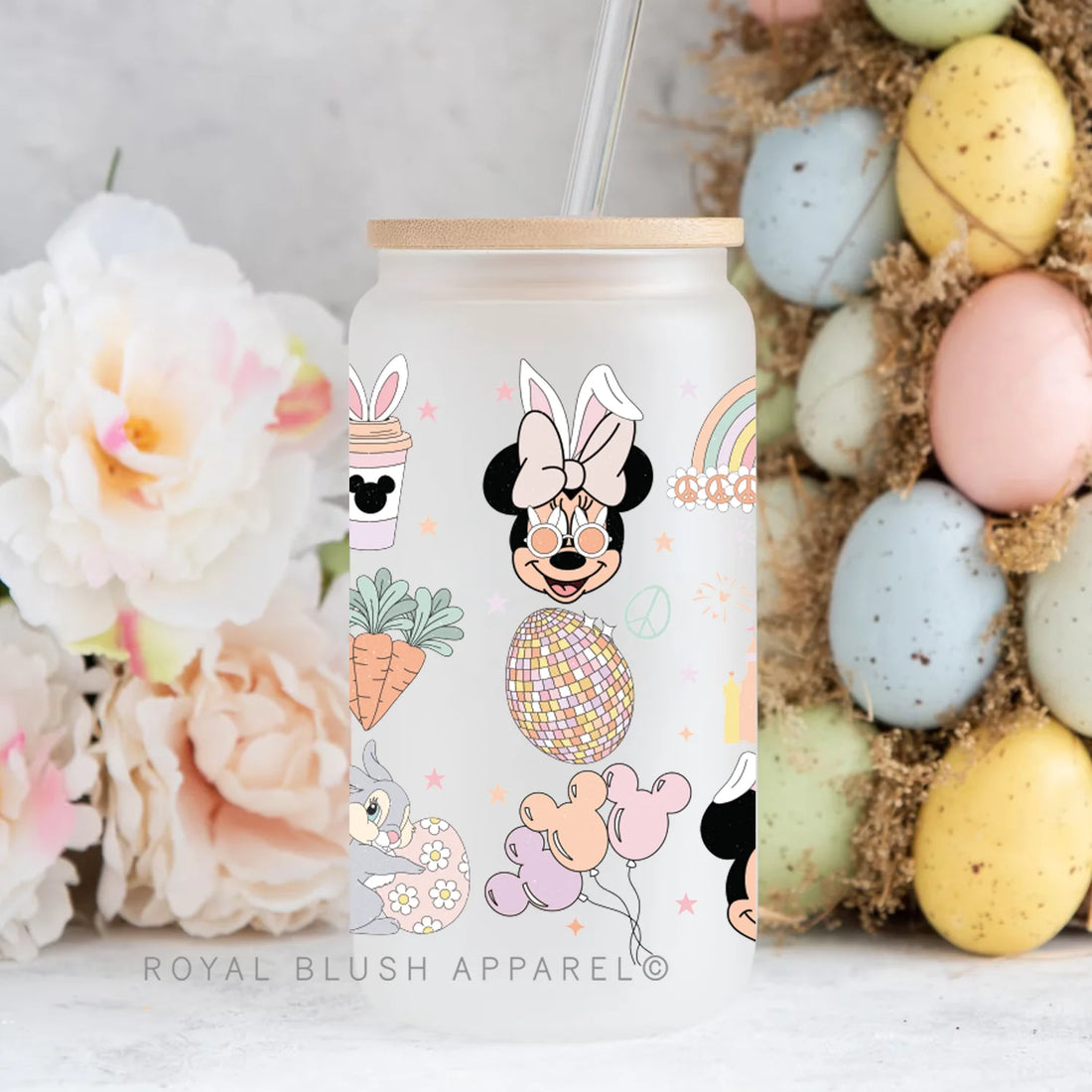 Magical Bunny Grid Iced Coffee Glass