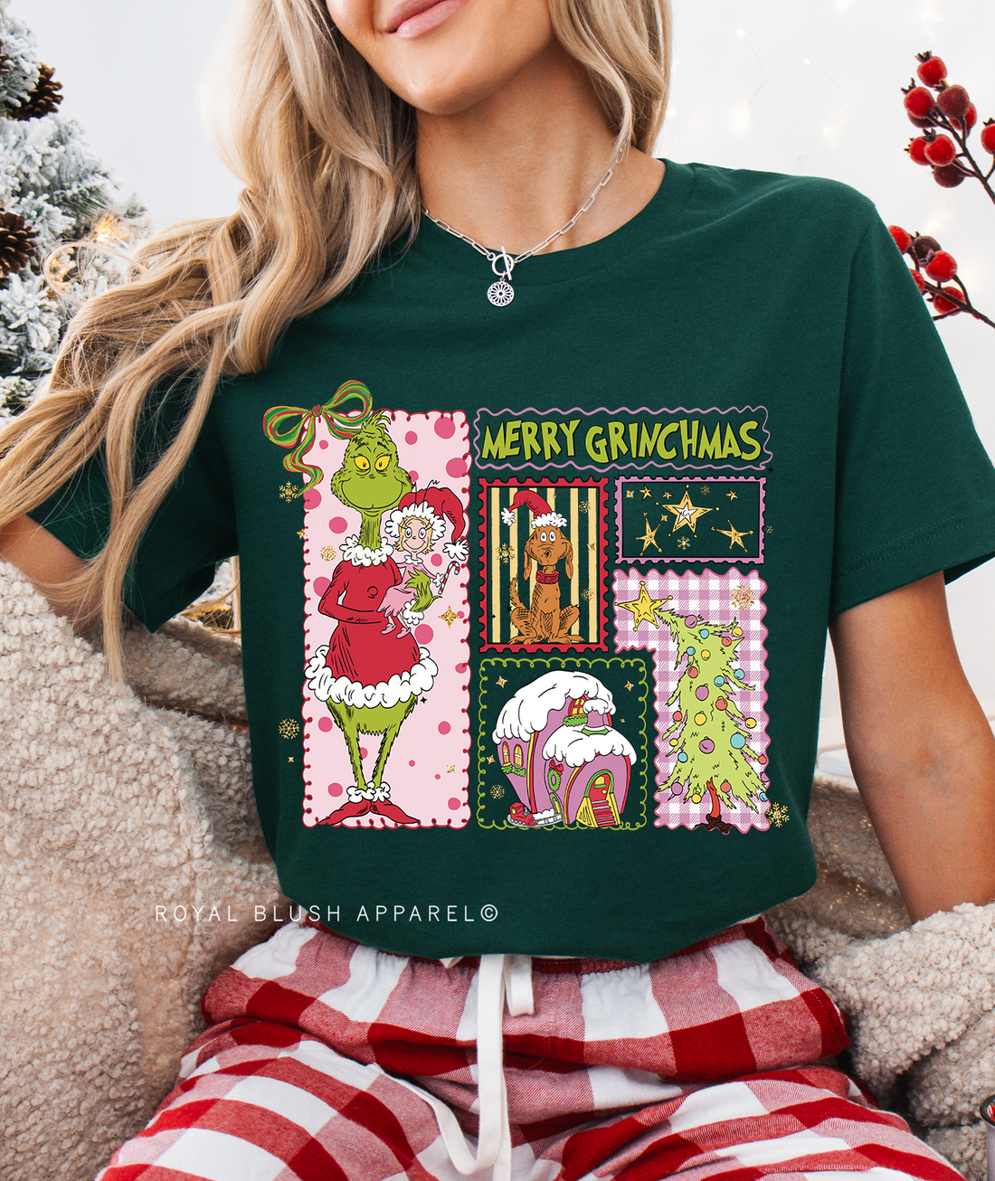 Merry Grinchmas Stamps Relaxed Unisex T-shirt