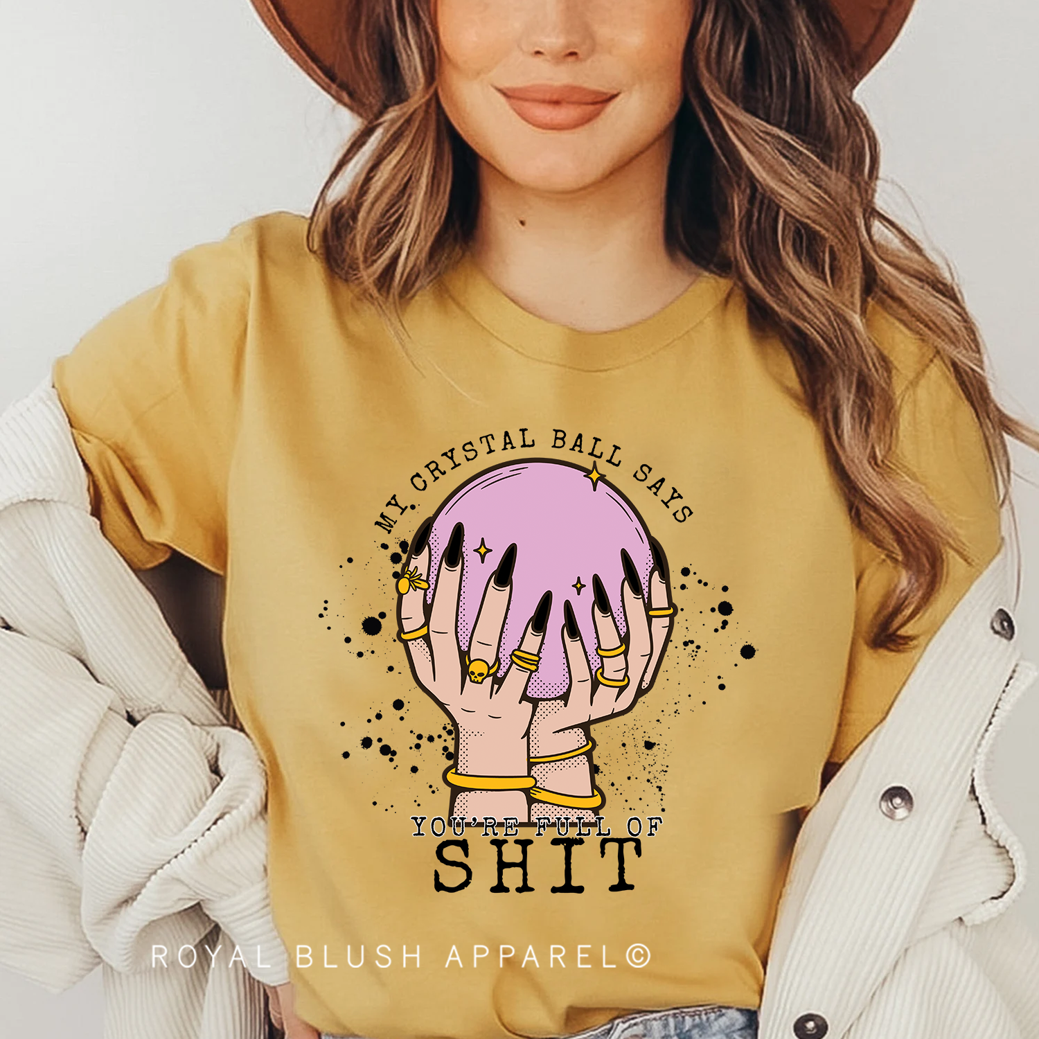 Ma boule de cristal dit que vous êtes plein de merde T-shirt unisexe décontracté