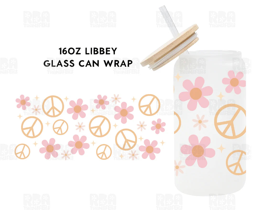 Peace & Flowers Iced Coffee Glass