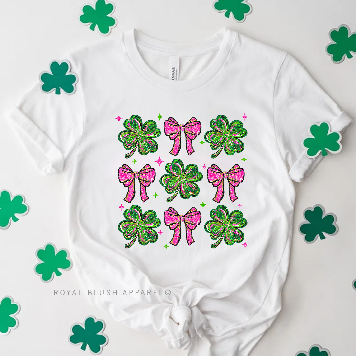 Pink Bows & Clovers Relaxed Unisex T-shirt