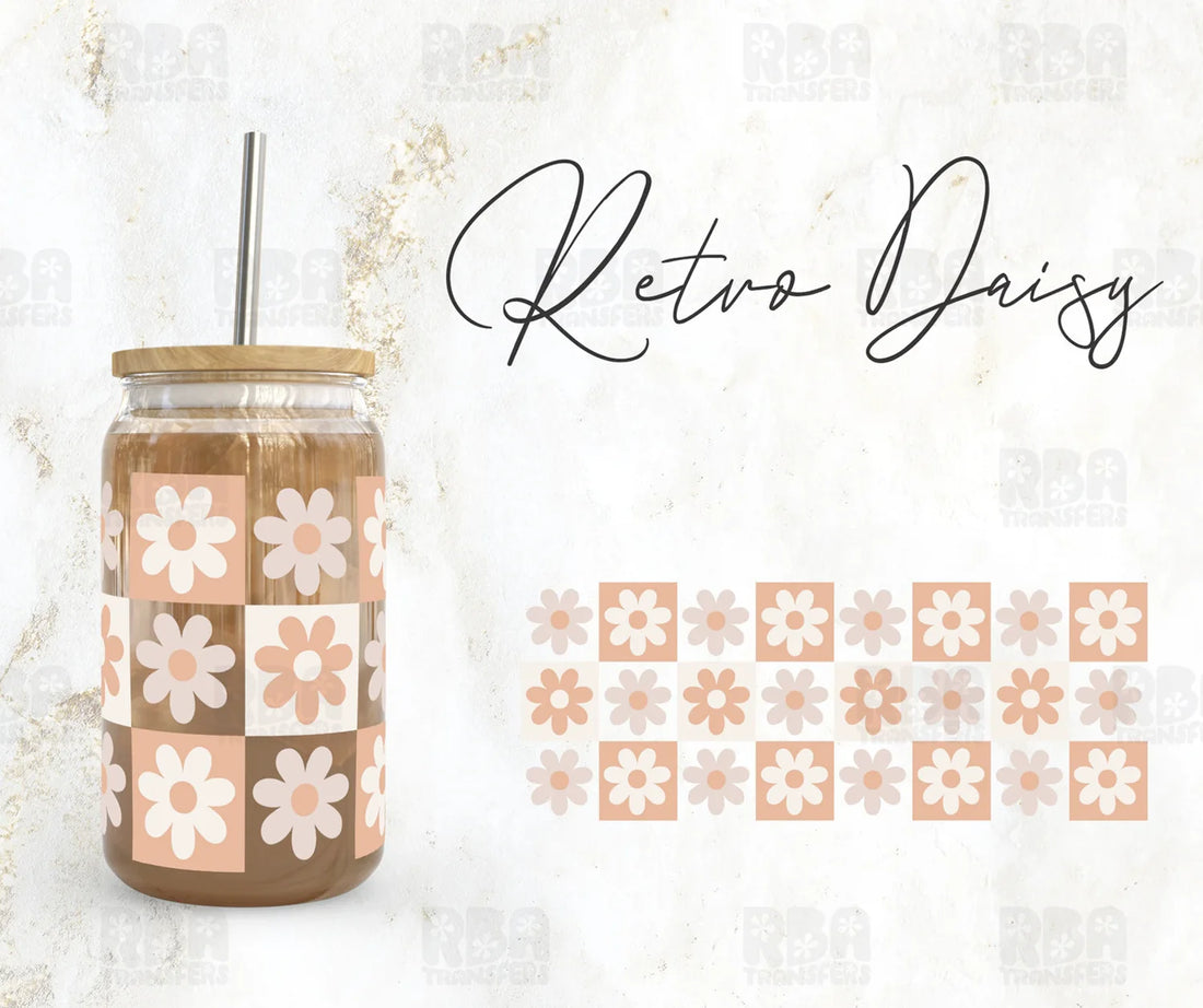 Retro Daisy Iced Coffee Glass