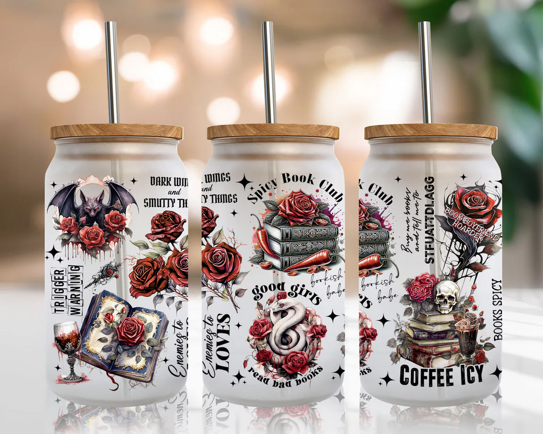 Spicy Book Club Iced Coffee Glass