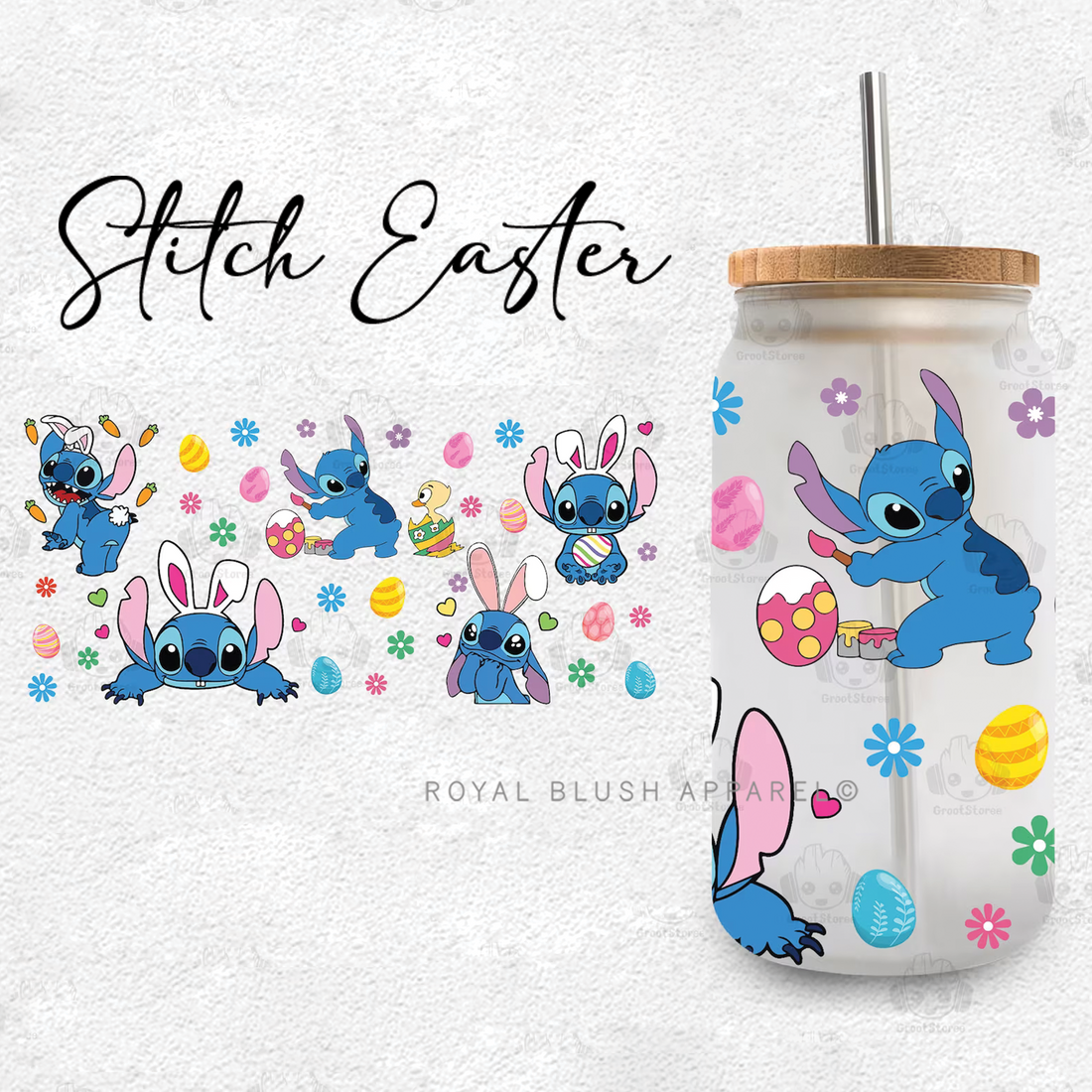 Blue Easter Eggs Iced Coffee Glass