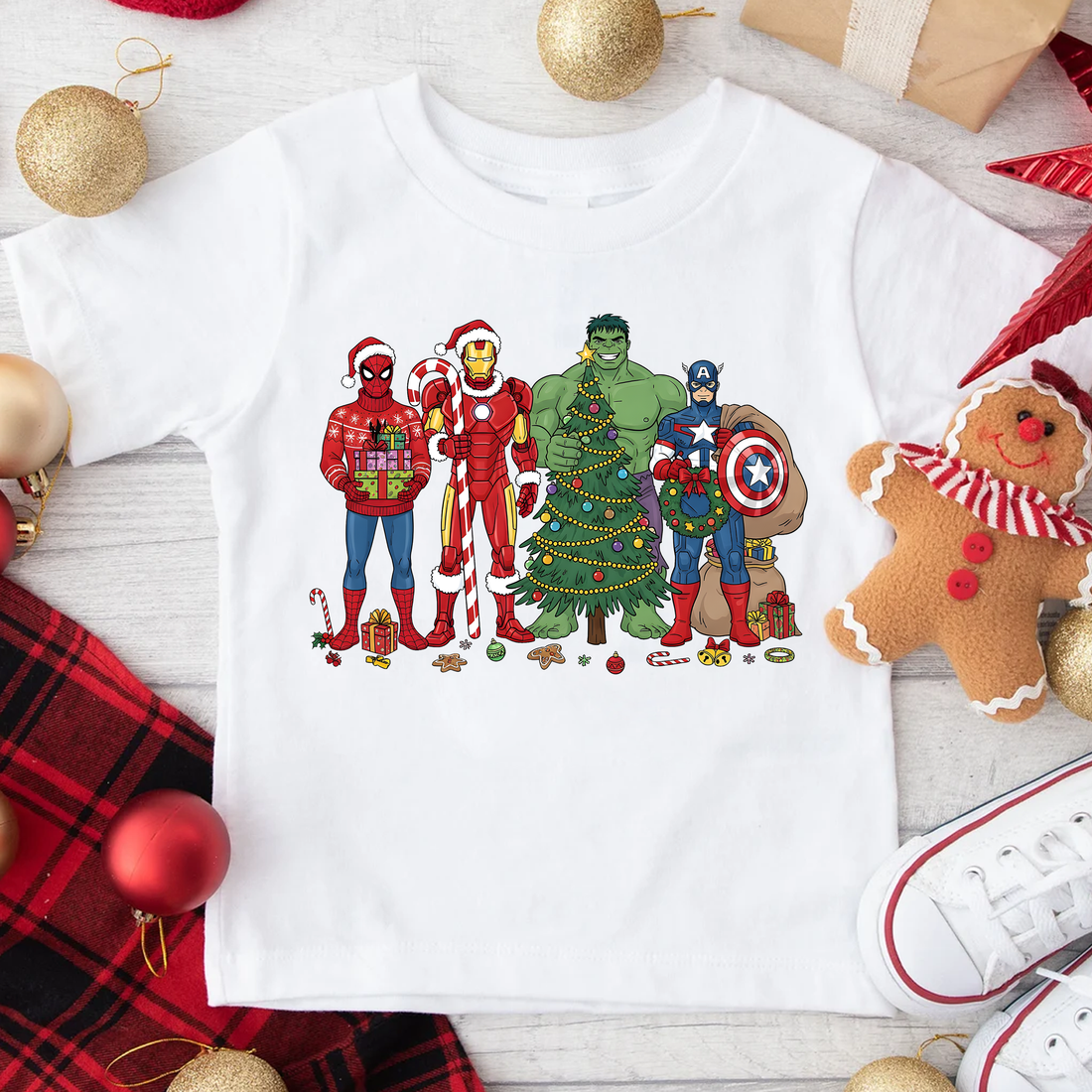 Festive Superheroes Christmas Toddler & Youth T-Shirt