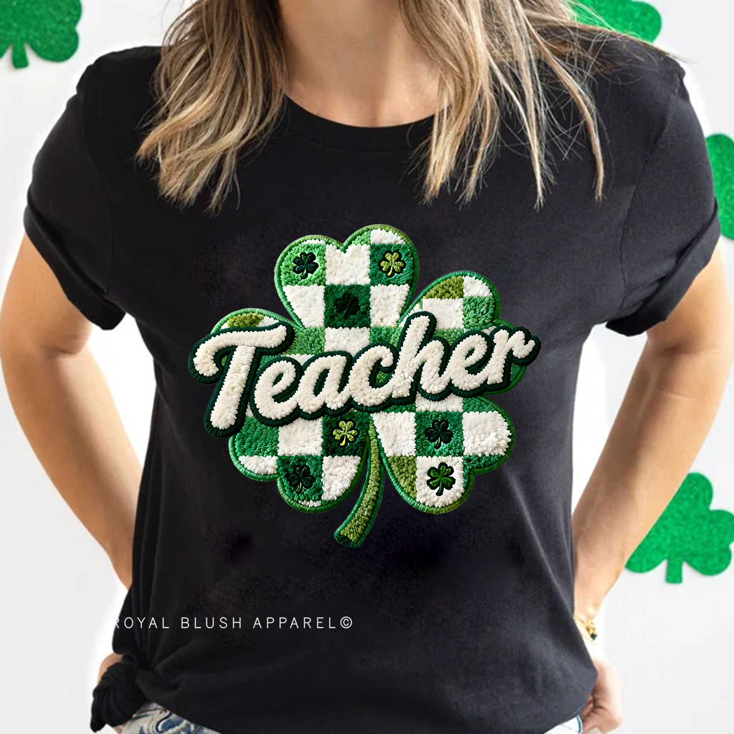 Teacher Shamrock Faux Yarn Relaxed Unisex T-shirt