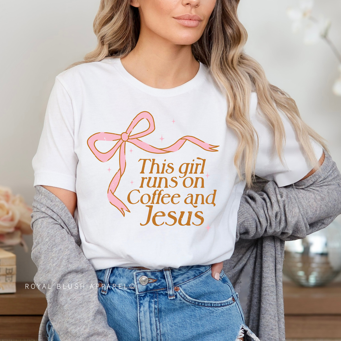 This Girl Runs On Coffee And Jesus Relaxed Unisex T-shirt