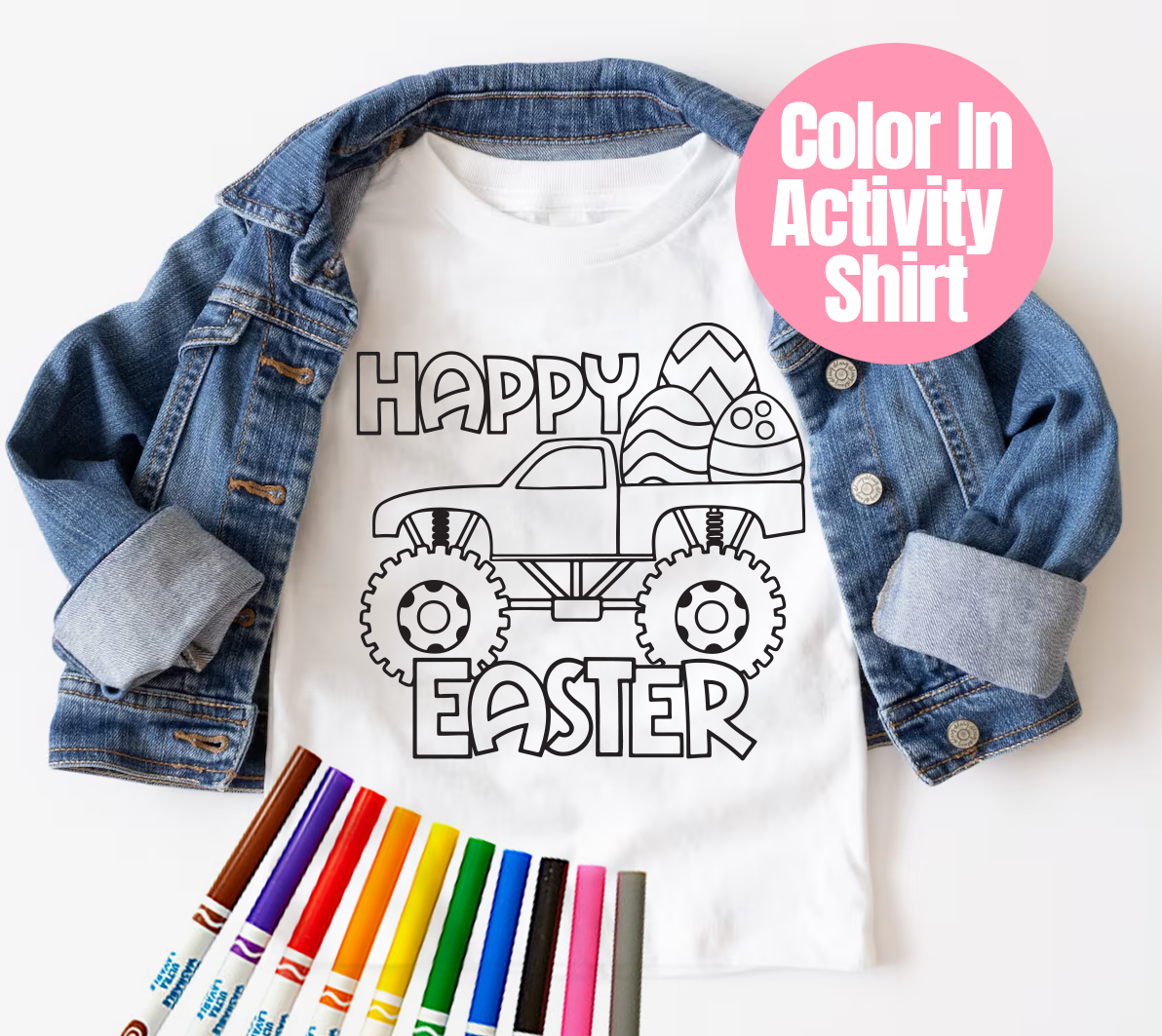 Happy Easter Truck Color In Toddler & Youth T-Shirt