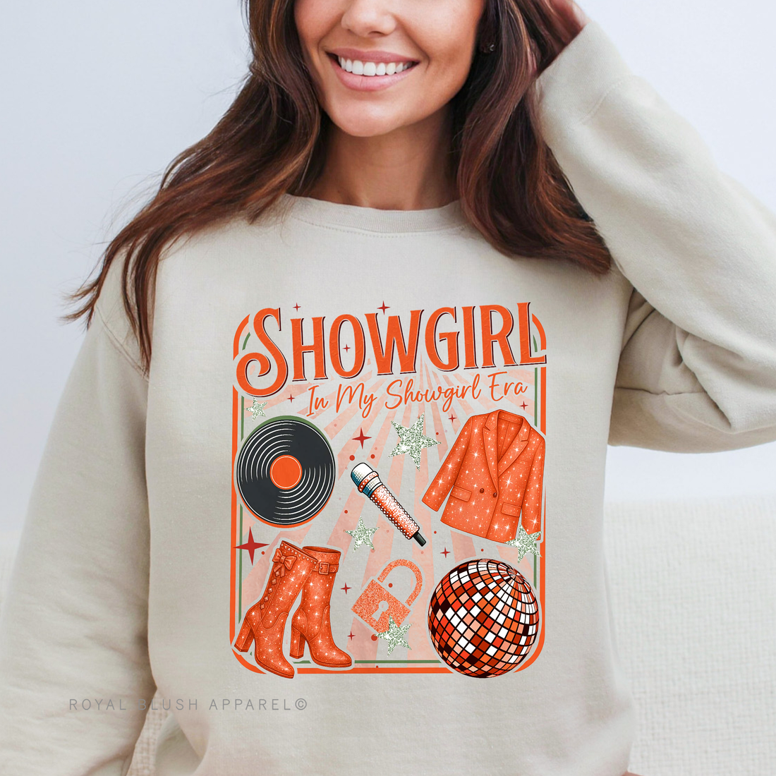 Vinyl Microphone Boots Show Girl Sweatshirt