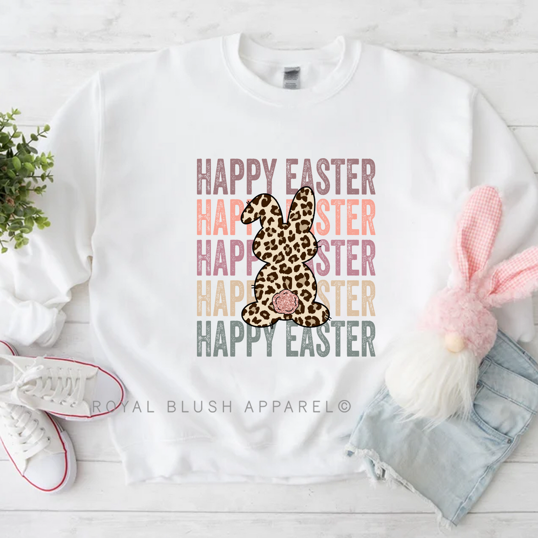Happy Easter Leopard Bunny Sweatshirt