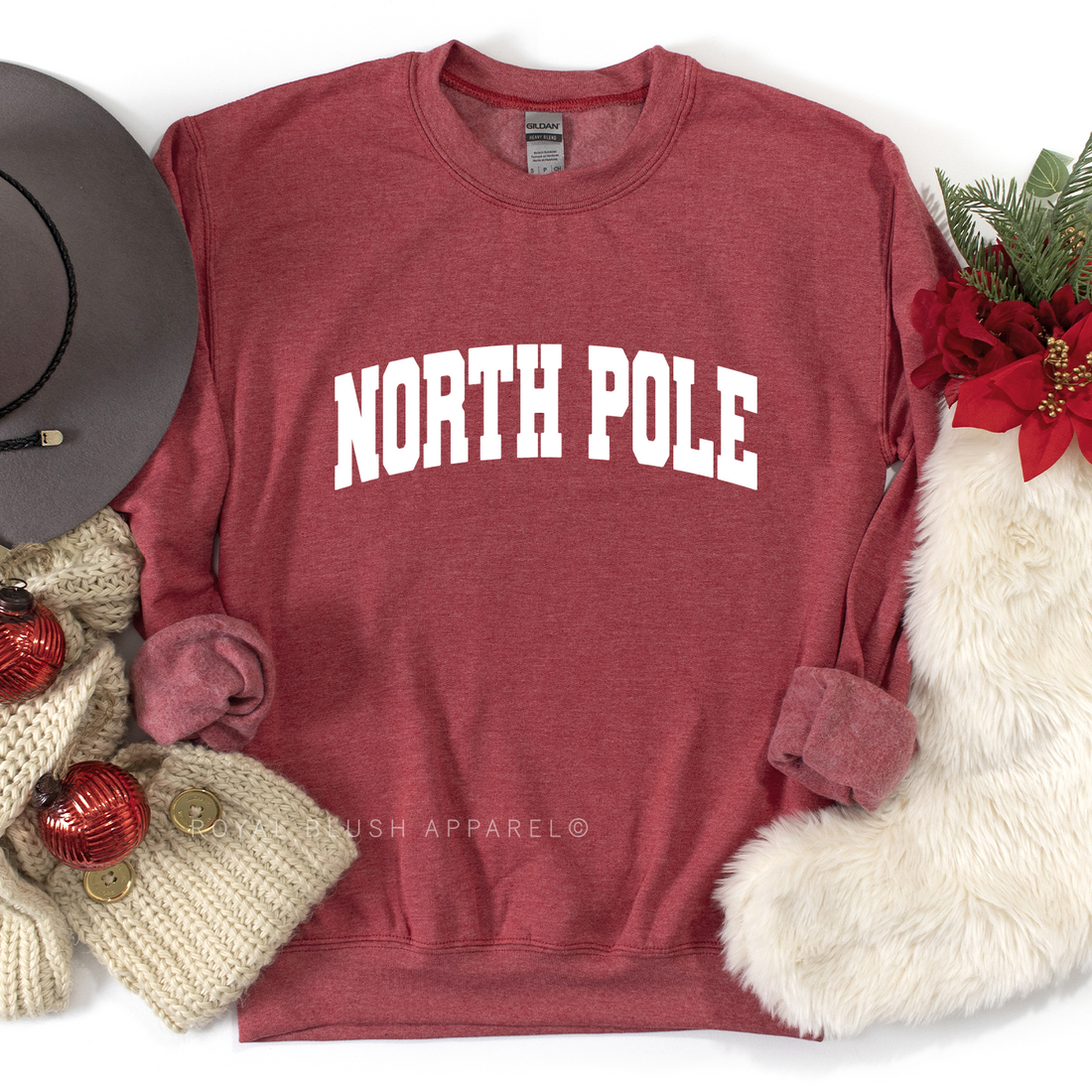 North Pole - SMALL HEATHER RED CREW
