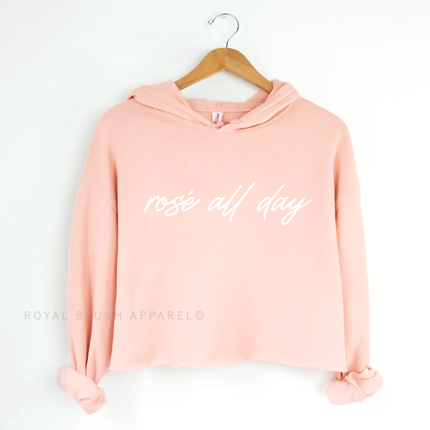 Rose All Day Independent Crop Hoodie Royal Blush Apparel