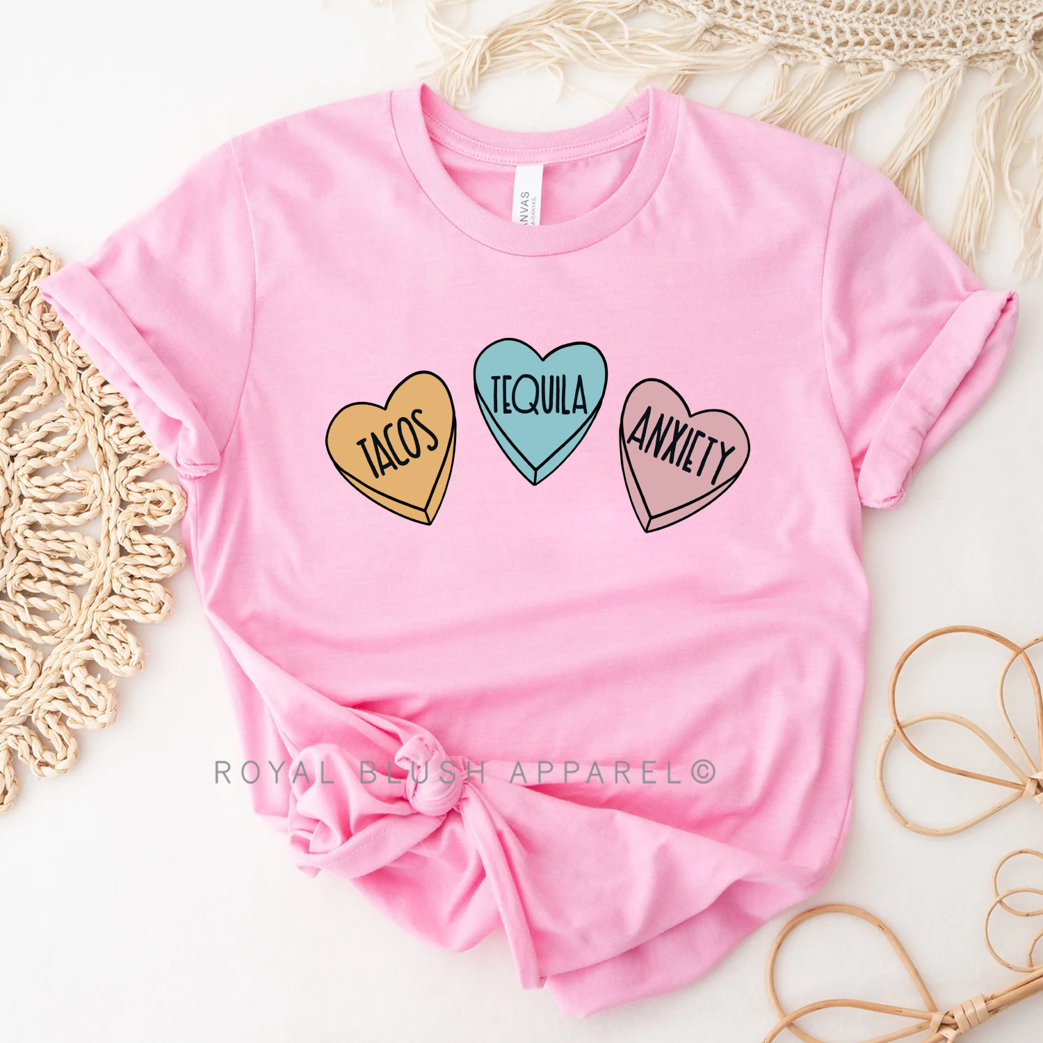 Tacos Tequila Anxiety Relaxed Unisex T-shirt