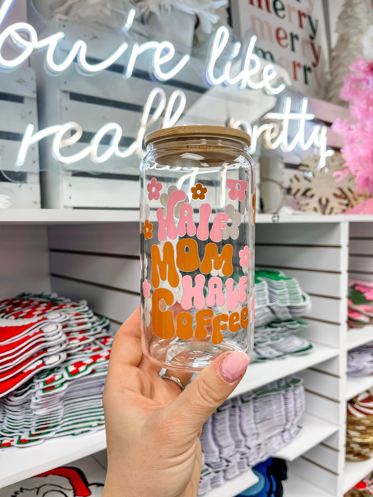 Half Mom Half Coffee Iced Coffee Glass