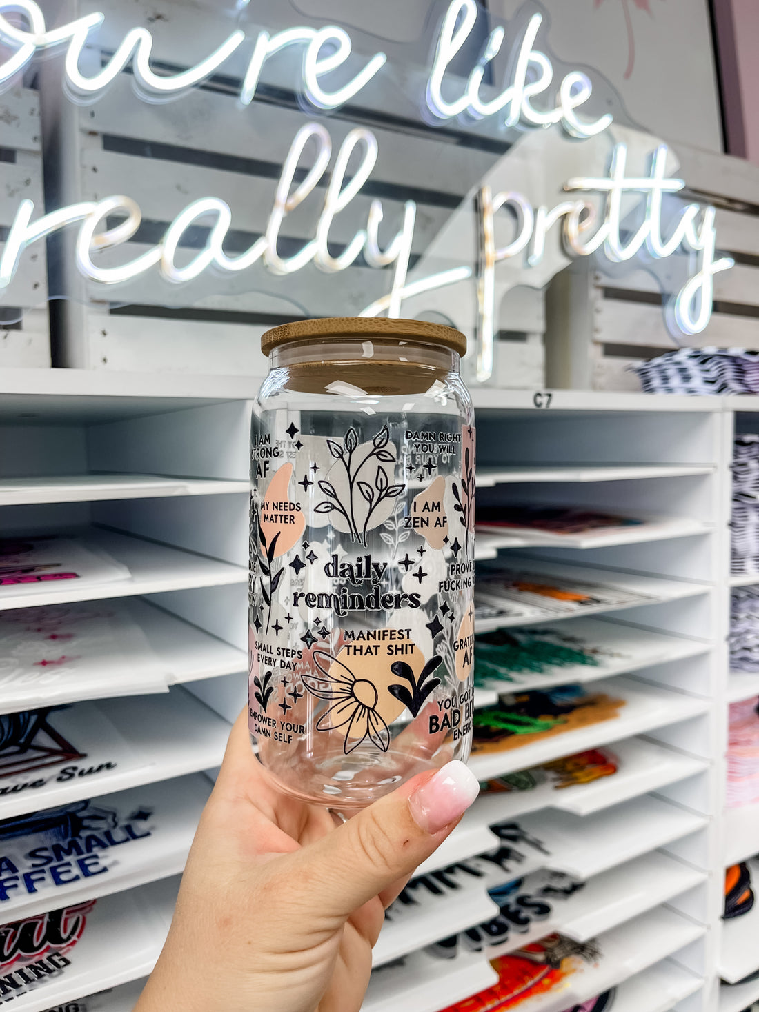 Daily Reminders Iced Coffee Glass