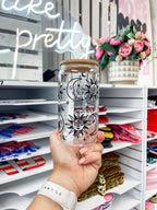 Celestial glass iced coffee cup with bamboo lid and glass straw