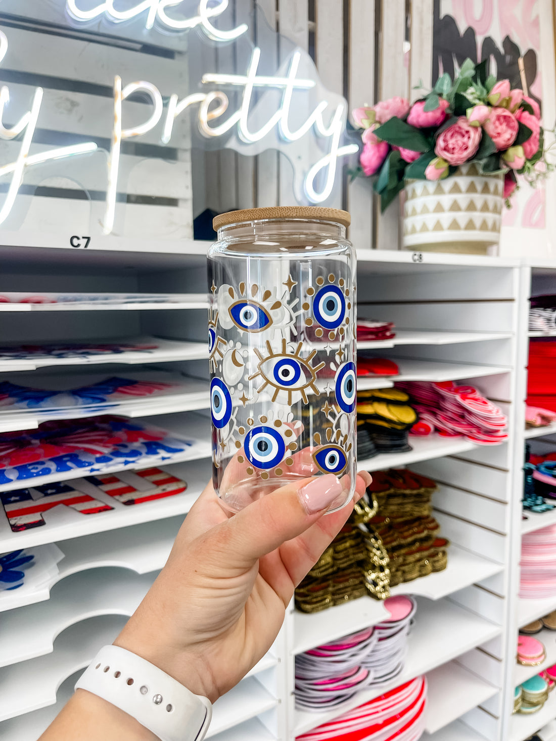 Evil Eye Iced Coffee Glass