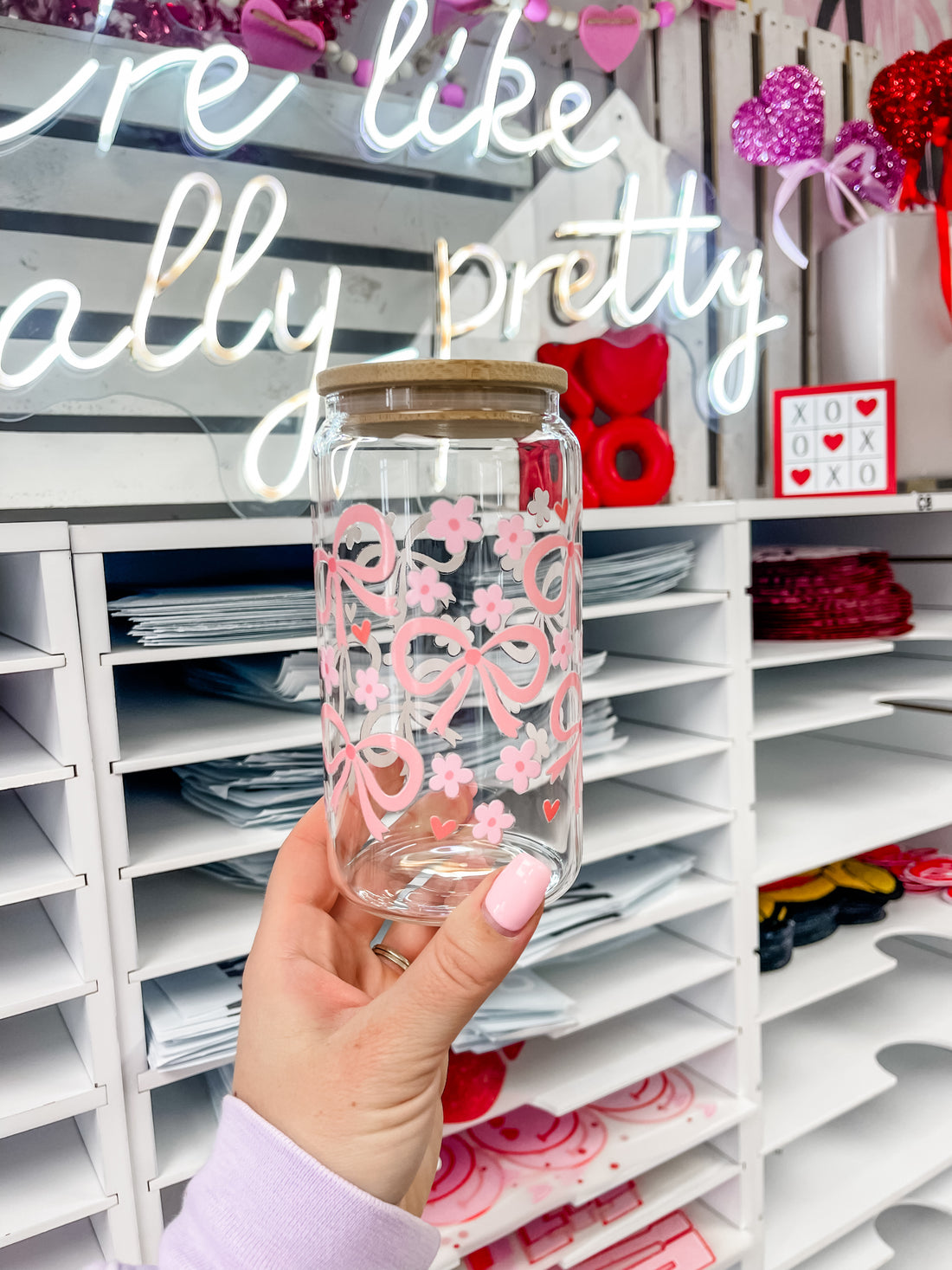 Flower Bows Iced Coffee Glass