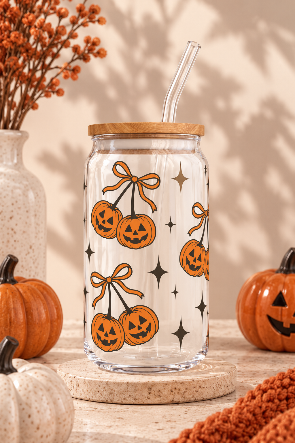 Pumpkin Cherry Iced Coffee Glass
