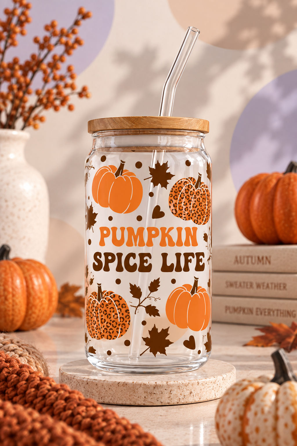 Pumpkin Spice Life Iced Coffee Glass