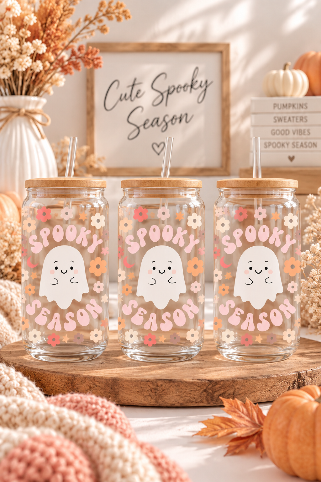 Cute Spooky Season Iced Coffee Glass