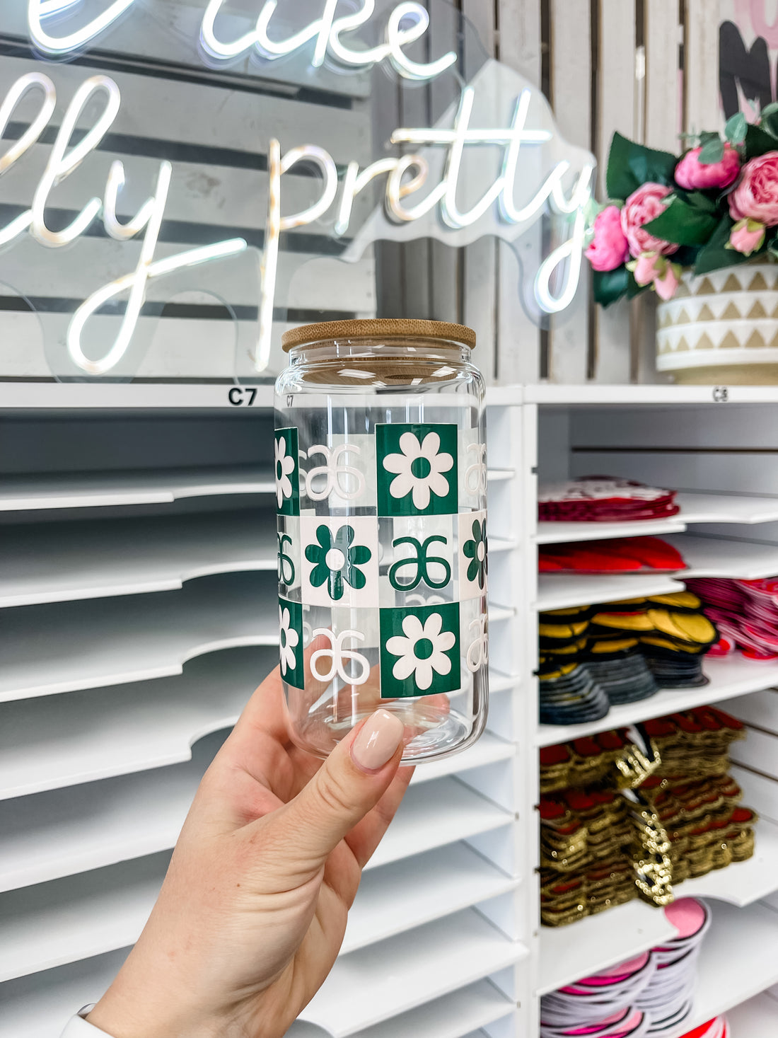 Arbonne Floral Iced Coffee Glass