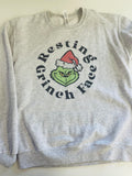Resting Grinch Face - SMALL ASH UNISEX christmas sweatshirt