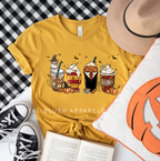 HP Coffee Halloween graphic T-shirt mockup.