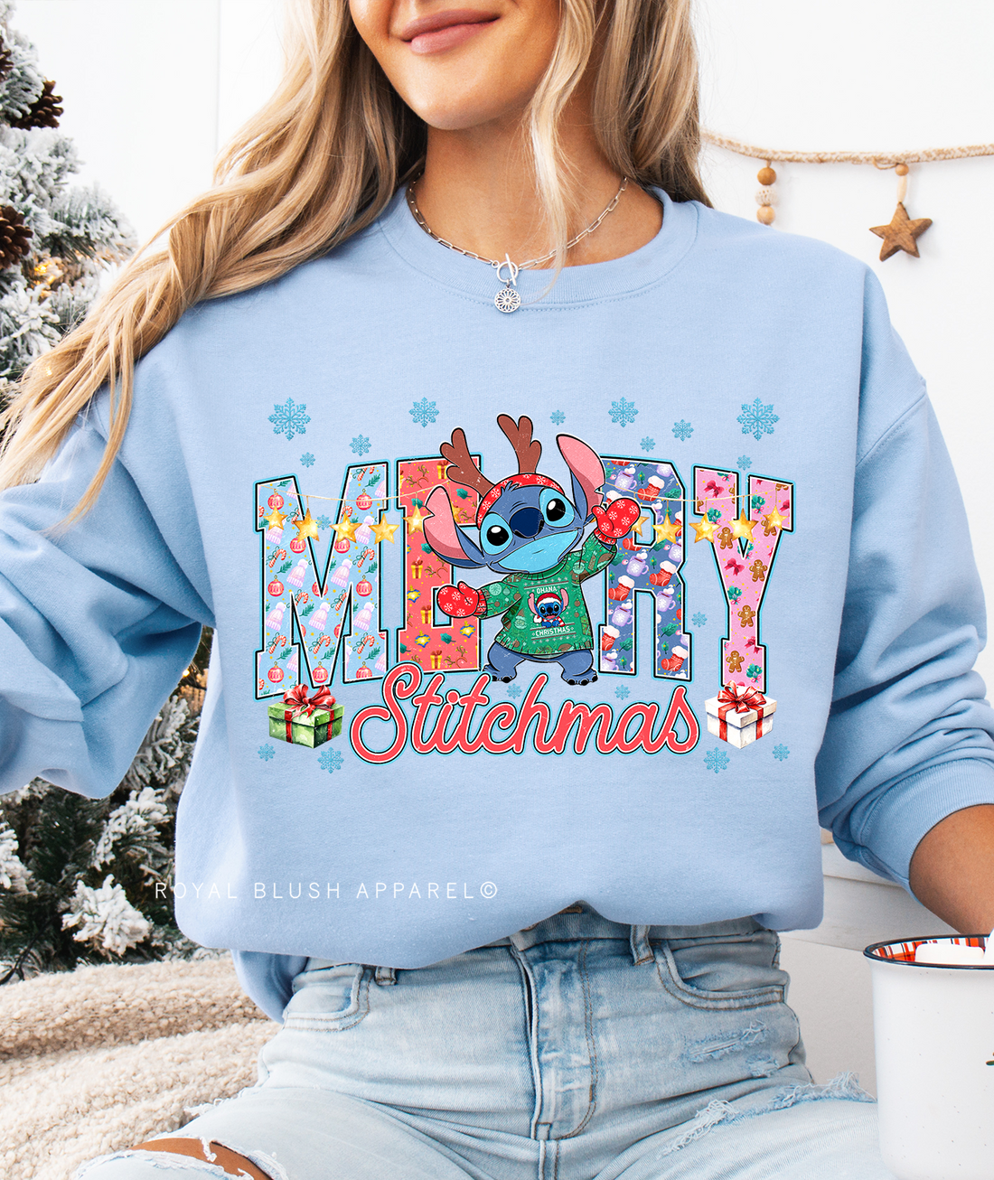 Defective Merry Stitchmas - MEDIUM LIGHT BLUE CREW