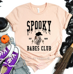 Spooky Babes Club Halloween graphic T-shirt mockup.