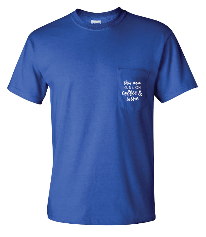 This Mom Runs On Coffee &amp; Wine - SMALL ROYAL BLUE UNISEX