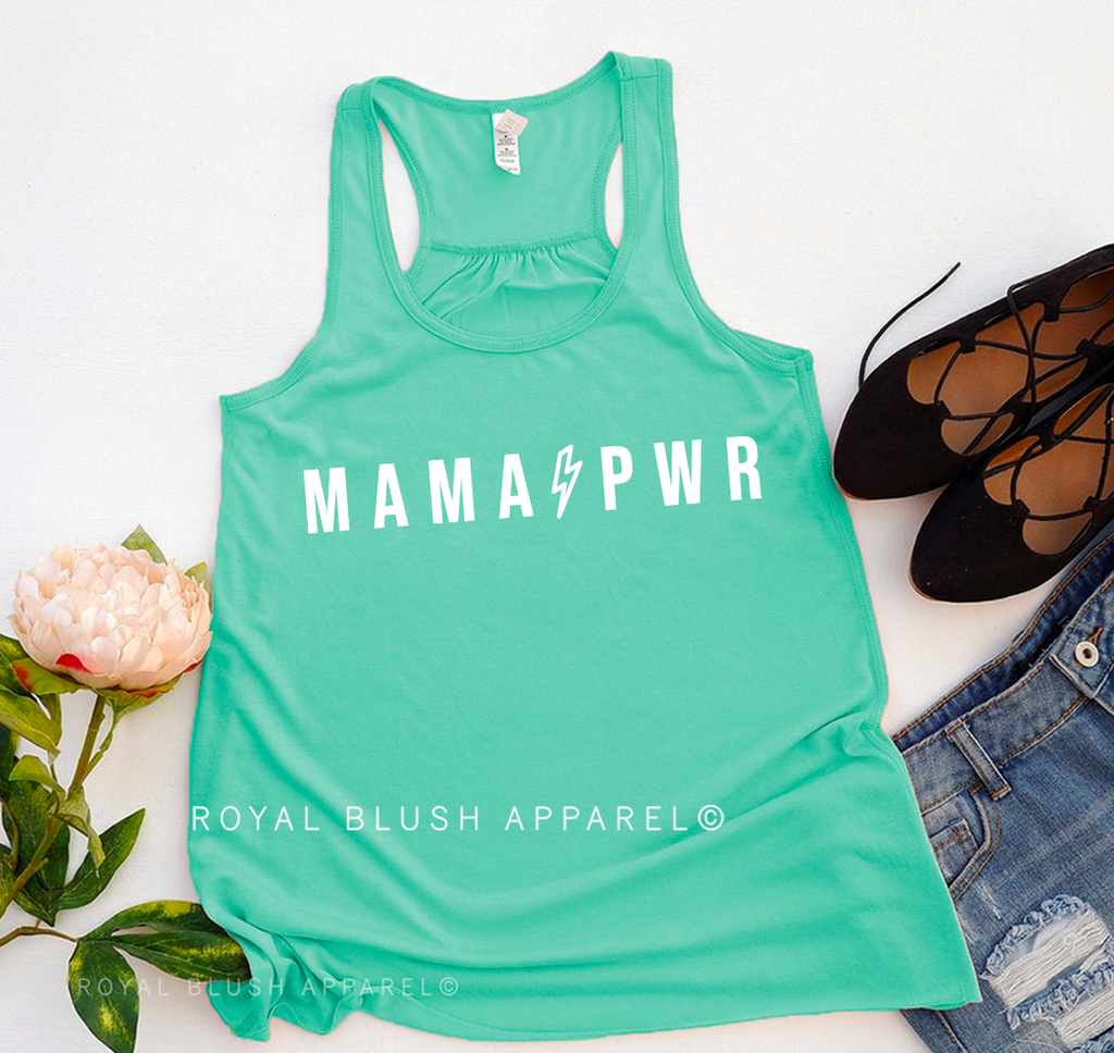 MAMA PWR - XXL LADIES TEAL FLOWY TANK DEFECTIVE Tank Top