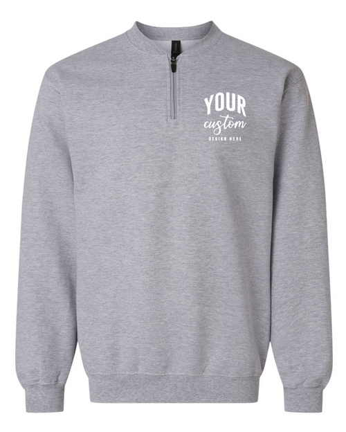 Custom quarter zip sweatshirt with personalized logo or design