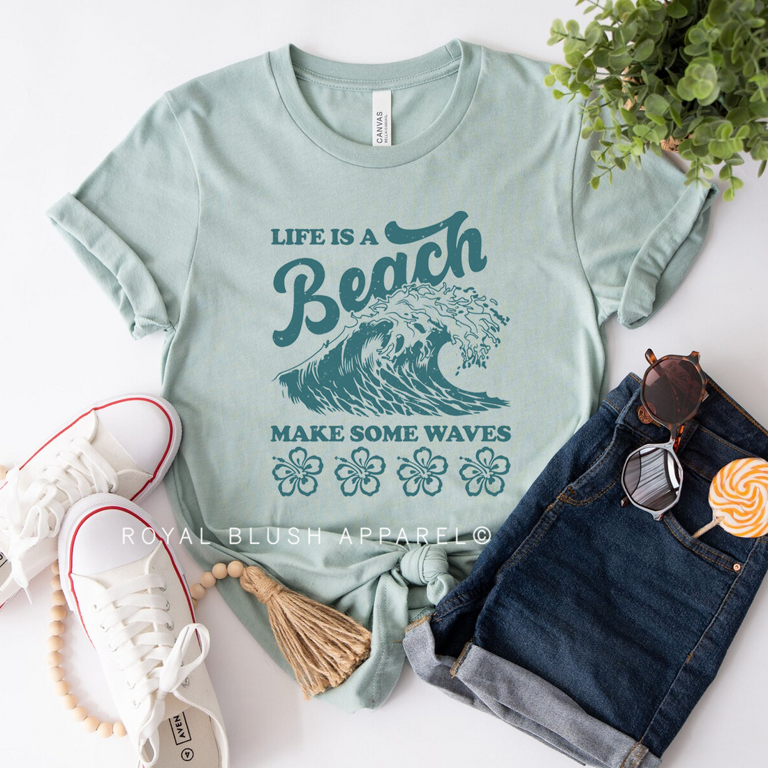 La vie est une plage Faire des vagues T-shirt unisexe décontracté